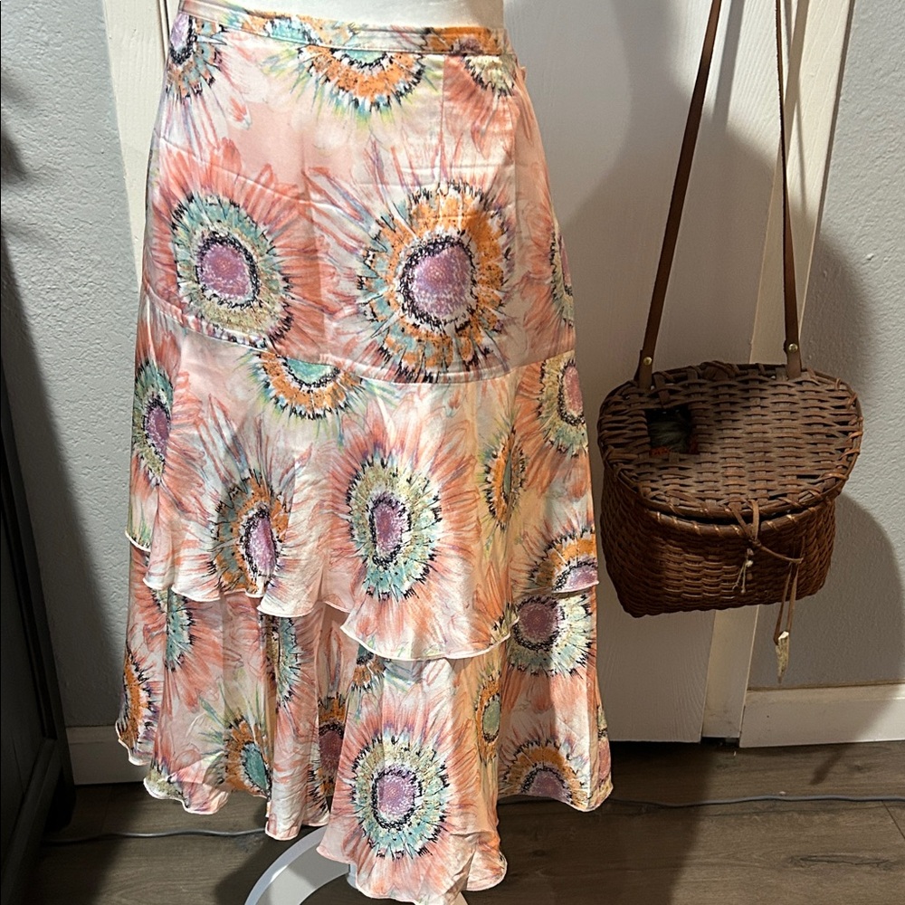 Harve Benard Silk A-Line Skirt